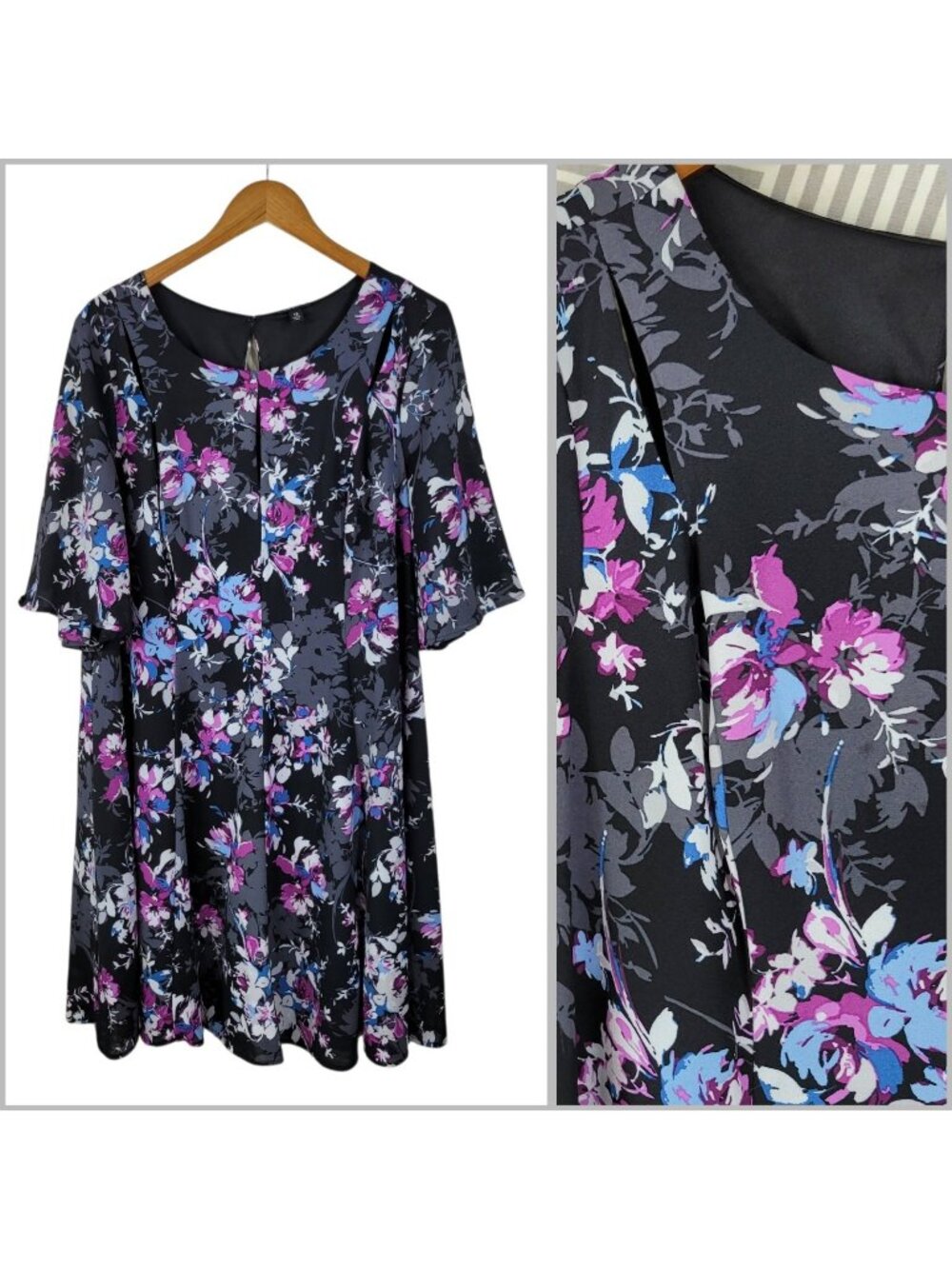 Torrid Plus Size 18 18W Shirt Dress Flare Skirt Keyhole Party Knee Length Layer